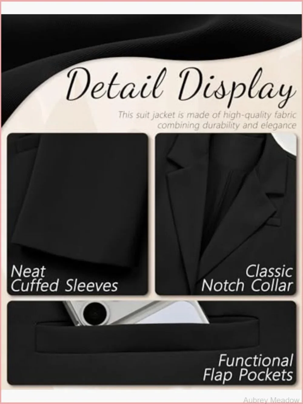 Women's Blazer Jacket with Pockets & Gold Buttons for Office Work